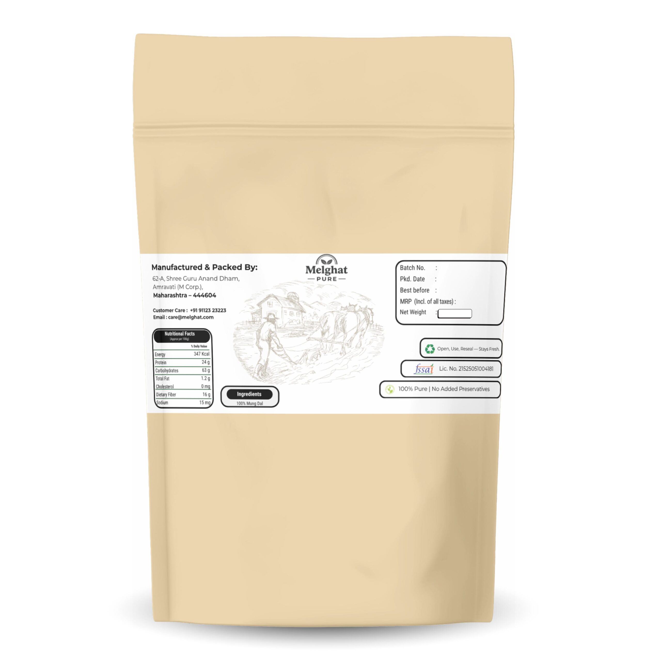 MELGHAT PURE Moong Dal Chilka 500gm | Natural Unpolished Green Hara Moong Dal Split | Hygienically Packed | Protein Rich Indian Pulses - Image 2